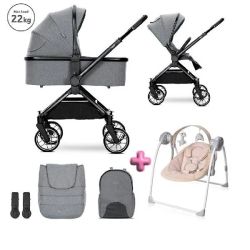 Комбинирана количка 2в1 с реверсивна дръжка REYA , GREY + ПОДАРЪК Люлка Portofino
