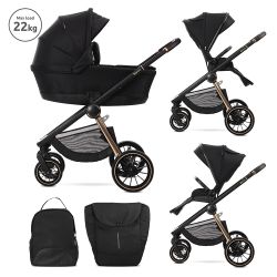 Детска количка 3в1 с кош за новородено BIANCA , BLACK