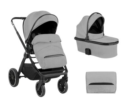 Комбинирана количка 2в1 с кош за новородено Tiffany Light Grey 