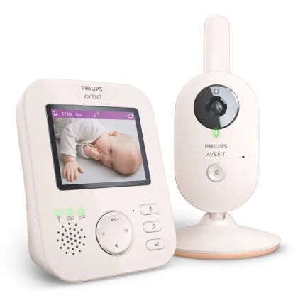 Philips AVENT - Advanced SCD881/26 - Дигитален видео бебефон с 2,8-инчов цветен екран, 2 x Zoom, нощно виждане, двустранна звукова комуникация, 6 нежни мелодии