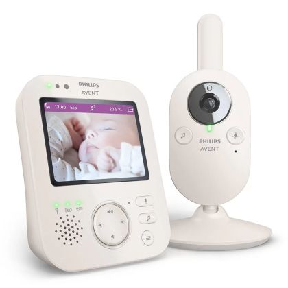 Philips AVENT - Premium SCD891/26 - Дигитален видео бебефон с 3,5-инчов цветен екран, нощно виждане, двустранна комуникация и термометър