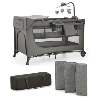 Kinderkraft JOY FULL 2 бебешка кошара с аксесоари DARK GREY