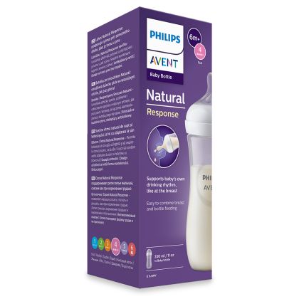 Philips AVENT SCY906/01 - Шише за хранене Natural Response 330 мл с биберон без протичане Natural Response с бърз поток