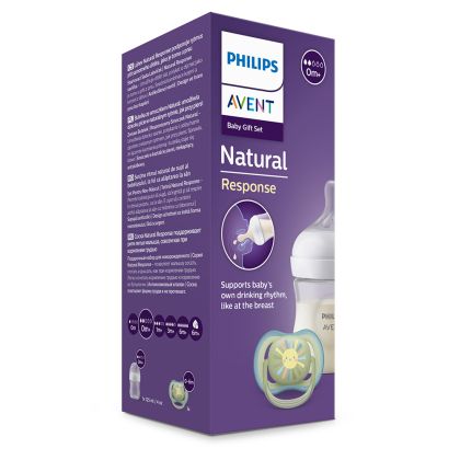 Philips AVENT SCD837/10 - Комплект за бебе с шише за хранене Natural Response 125 мл с биберон без протичане Поток 2, 0м+ и залъгалка Ultra Air 0-6м