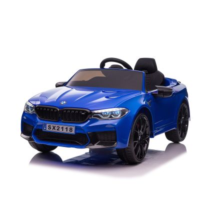 Eл. кола BMW M5, EVA гуми, кожена седалка , СИНЯ