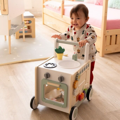 2Kids Toys Дървена играчка за прохождане Монтесори, с кухня
