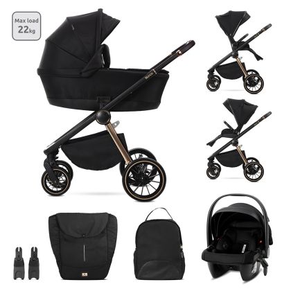 Детска количка 3в1 с кош за новородено BIANCA , BLACK