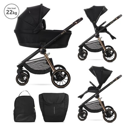 Детска количка 3в1 с кош за новородено BIANCA , BLACK