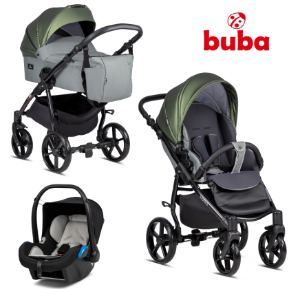 BUBA - KARINA 256 Olive - Бебешка количка 3 в 1