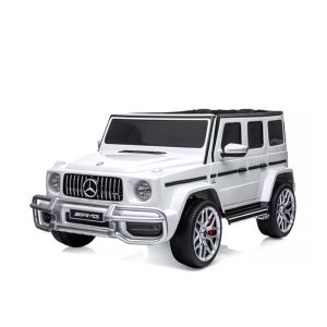 Eл. джип за две деца - MERCEDES G63 AMG  , кожени седалки , БЯЛ