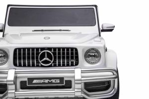 Eл. джип за две деца - MERCEDES G63 AMG  , кожени седалки , БЯЛ