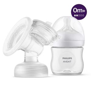 Philips AVENT Единична електрическа помпа Natural Motion Advanced с 1 бр. полипропиленово шише от 125 мл с биберон Natural Response 0м+, 5 бр. торбички за кърма и 4 бр. подплънки