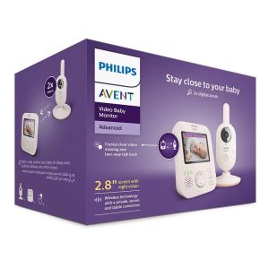 Philips AVENT - Advanced SCD881/26 - Дигитален видео бебефон с 2,8-инчов цветен екран, 2 x Zoom, нощно виждане, двустранна звукова комуникация, 6 нежни мелодии