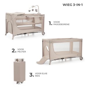 Kinderkraft JOY FULL 2 бебешка кошара с аксесоари BEIGE