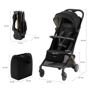 KinderKraft PILOT 2 бебешка количка MIDNIGHT BLACK