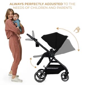 Kinderkraft YOXI бебешка количка 3в1 PURE BLACK