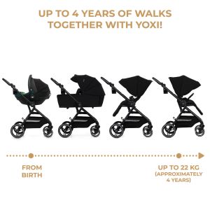 Kinderkraft YOXI бебешка количка 3в1 PURE BLACK