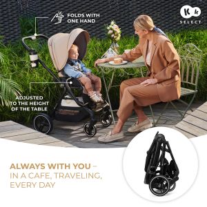 Kinderkraft YOXI бебешка количка 3в1 PURE BLACK