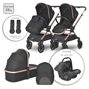 Комбинирана количка 2в1 с реверсивна дръжка REYA , BLACK JASPER + ПОДАРЪК Люлка Portofino