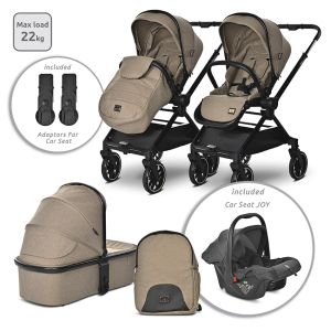 Комбинирана количка 2в1 с реверсивна дръжка REYA , BROWN + ПОДАРЪК Люлка Portofino