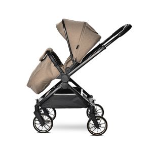 Комбинирана количка 2в1 с реверсивна дръжка REYA , BROWN + ПОДАРЪК Люлка Portofino