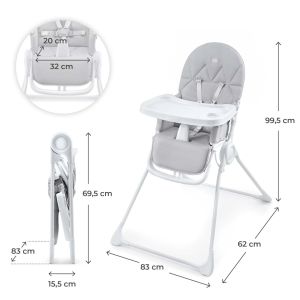Kinderkraft BINCI столче за хранене LIGHT GREY