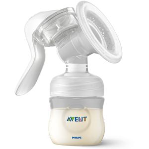 Philips AVENT Комплект Ръчна помпа за изцеждане на кърма Natural Motion с контейнери VIA, шишета за хранене Natural и несесер