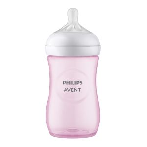 Philips AVENT - Шише за хранене Natural Response 260 мл с биберон без протичане Natural Response Поток 3, 1м+, Розово, SCY903/11