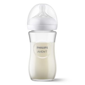 Philips AVENT SCY933/01 - Стъклено шише за хранене Natural Response 240 мл с биберон без протичане Natural Response с бърз поток