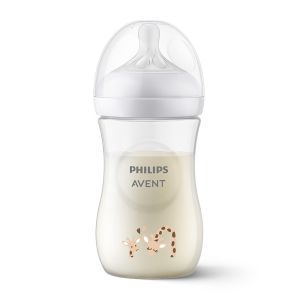 Philips AVENT SCY903/66 - Шише за хранене Natural Response 260 мл с биберон без протичане Natural Response Поток 3, 1м+, с картинка Жирафи