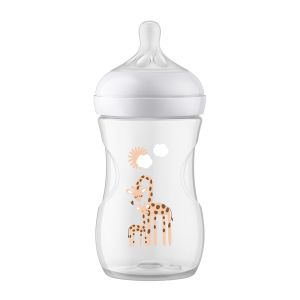 Philips AVENT SCY903/66 - Шише за хранене Natural Response 260 мл с биберон без протичане Natural Response Поток 3, 1м+, с картинка Жирафи