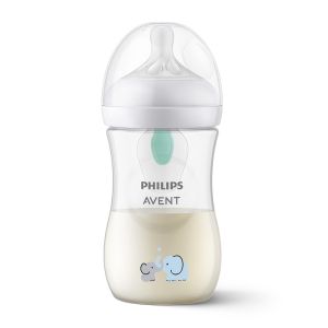 Philips AVENT SCY673/81 - Шише за хранене Natural Response с клапа AirFree 260 мл с биберон без протичане Natural Response Поток 3, с картинкa Слончета, 1м+