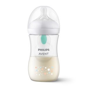 Philips AVENT SCY673/82 - Шише за хранене Natural Response с клапа AirFree 260 мл с биберон без протичане Natural Response Поток 3, с картинки Звезди и Мече, 1м+