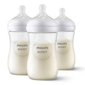 Philips AVENT SCY903/03 - Комплект от 3 бр. шишета за хранене Natural Response 260 мл с биберон без протичане Natural Response със среден поток, 3м+