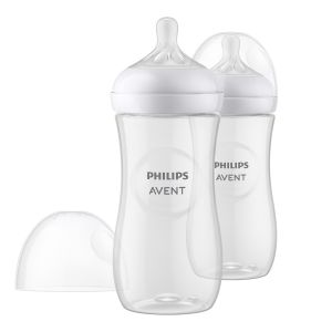 Philips AVENT SCY906/02 - Комплект от 2 броя шишета за хранене Natural Response 330 мл с биберон без протичане Natural Response Поток 4, 3м+