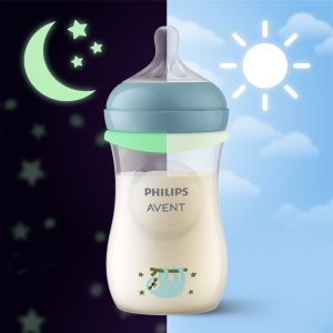 Philips AVENT SCD838/17 - Нощен комплект за бебе с шише за хранене Natural Response 260 мл с биберон без протичане със среден поток и залъгалка Ultra Soft