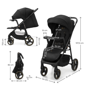 Kinderkraft TRIG 3 бебешка количка с табла ONYX BLACK