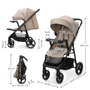 Kinderkraft TRIG 3 бебешка количка с табла STONE BEIGE