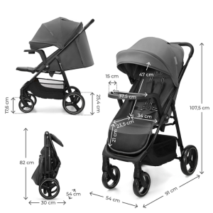 Kinderkraft TRIG 3 бебешка количка с табла GRANITE GREY
