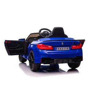 Eл. кола BMW M5, EVA гуми, кожена седалка , СИНЯ