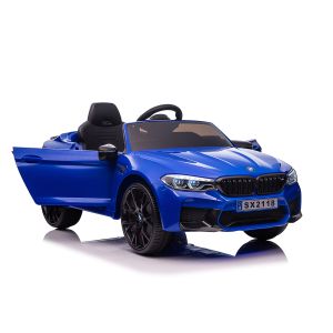 Eл. кола BMW M5, EVA гуми, кожена седалка , СИНЯ