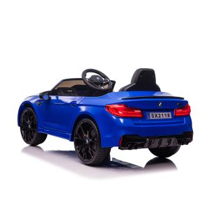 Eл. кола BMW M5, EVA гуми, кожена седалка , СИНЯ