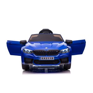 Eл. кола BMW M5, EVA гуми, кожена седалка , СИНЯ