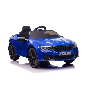 Eл. кола BMW M5, EVA гуми, кожена седалка , СИНЯ