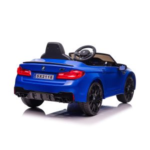Eл. кола BMW M5, EVA гуми, кожена седалка , СИНЯ