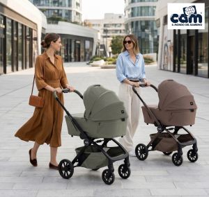 CAM - ZAC , Magnetic Gray 002 - Бебешка количка 2в1 със сгъваем кош за новородено