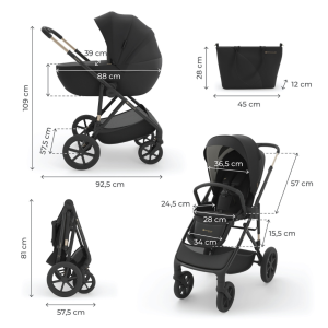 Kinderkraft Prime 3 бебешка количка 2в1 BLACK
