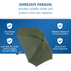 Reer 84283 ShineSafe+ чадър за бебешки колички UPF 80+ Forest Green