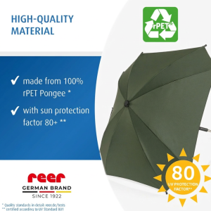 Reer 84283 ShineSafe+ чадър за бебешки колички UPF 80+ Forest Green