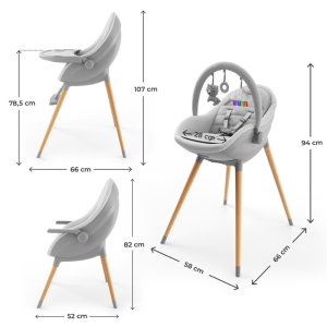 KinderKraft FINI UP столче за хранене GREY